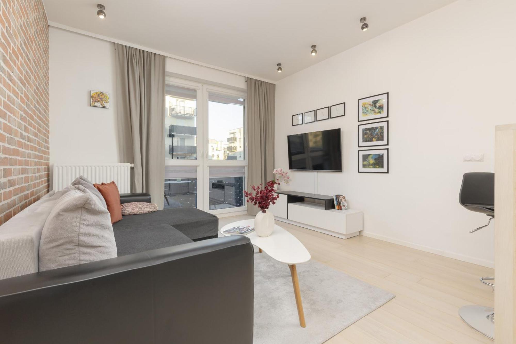 Subtle Colors In With Furnished Balcony By Renters Butas Warsaw